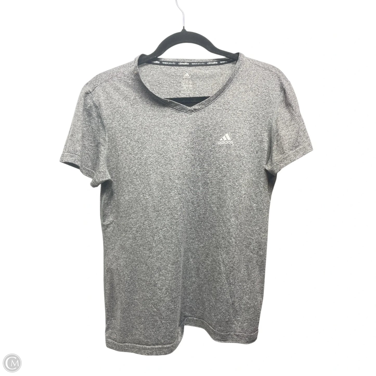 Athletic Top Short Sleeve By Adidas In Grey, Size: M