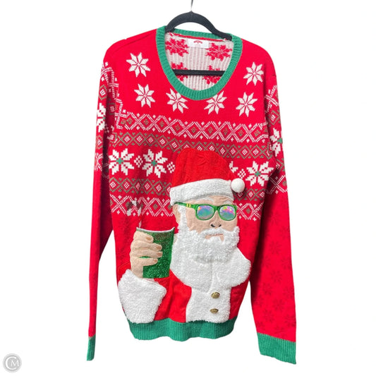 Sweater By Holiday Time In Green & Red, Size: L
