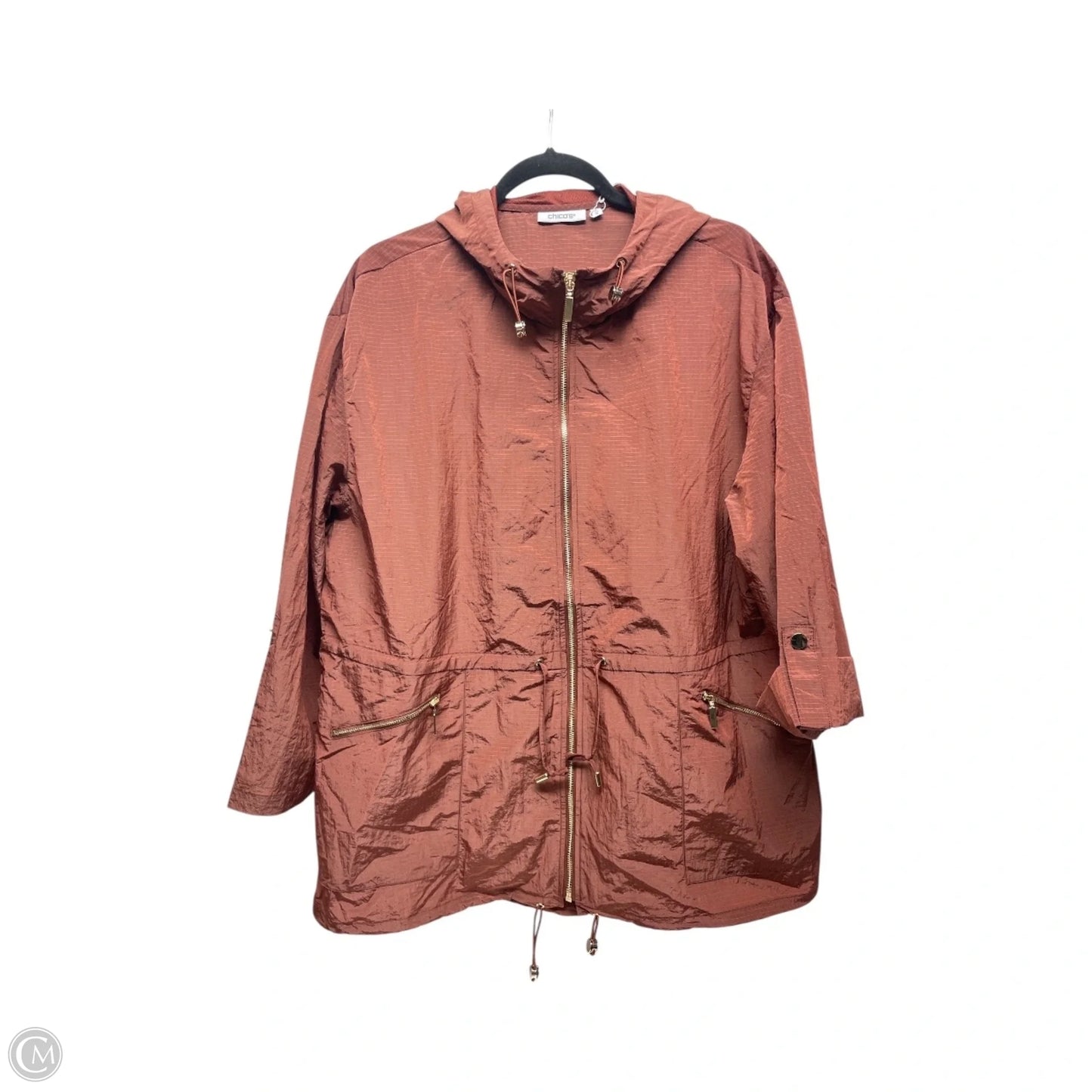 Jacket Windbreaker By Chicos In Red, Size: Xl