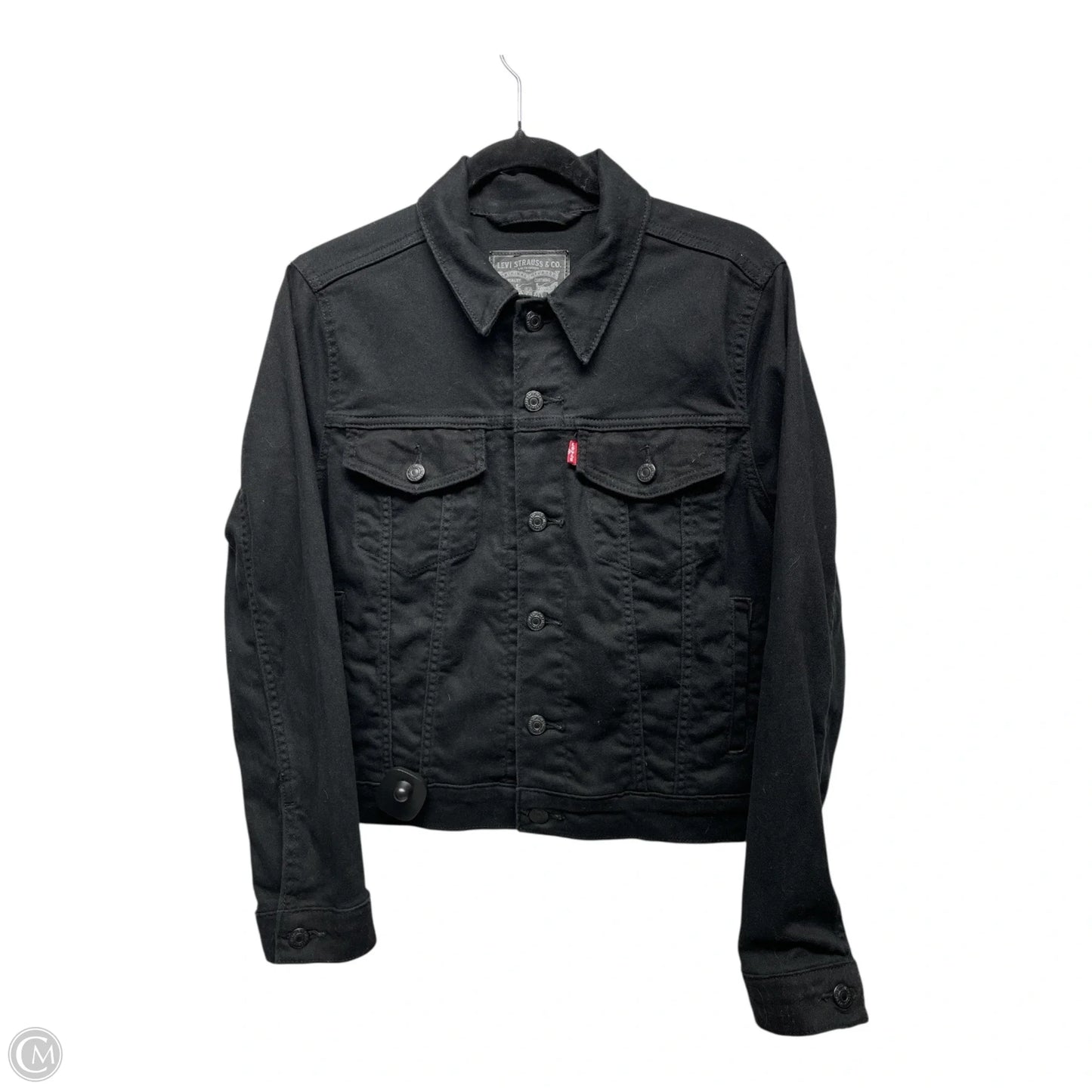 Jacket Denim By Levis In Black Denim, Size: L
