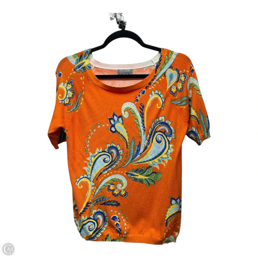 Sweater Short Sleeve By Joseph A. In Blue & Orange, Size: M