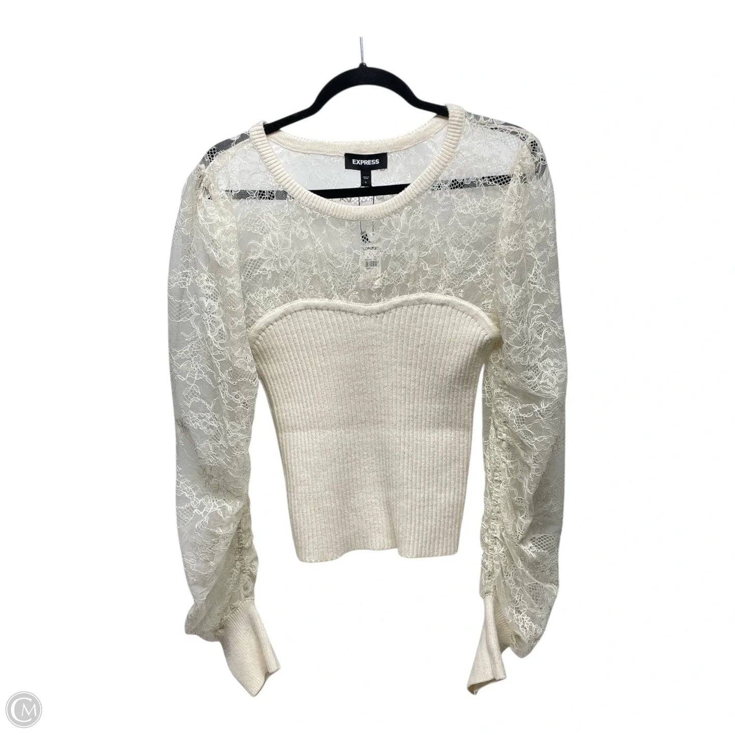Sweater By Express In Cream, Size: L