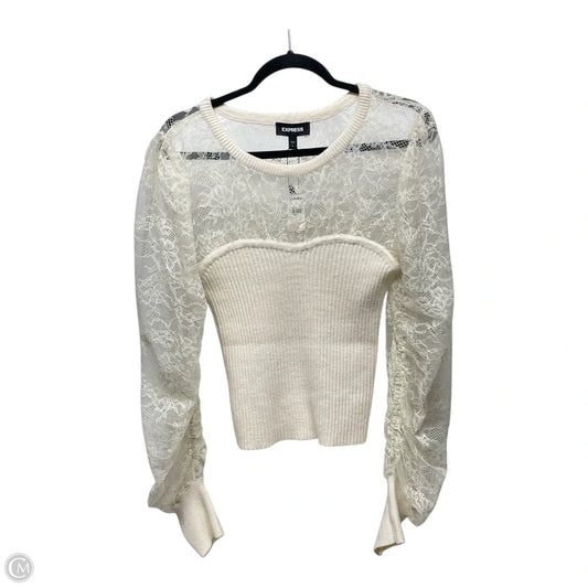 Sweater By Express In Cream, Size: L