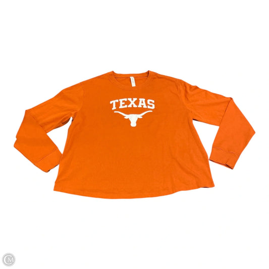 Top Long Sleeve By Lululemon In Orange & White, Size: L