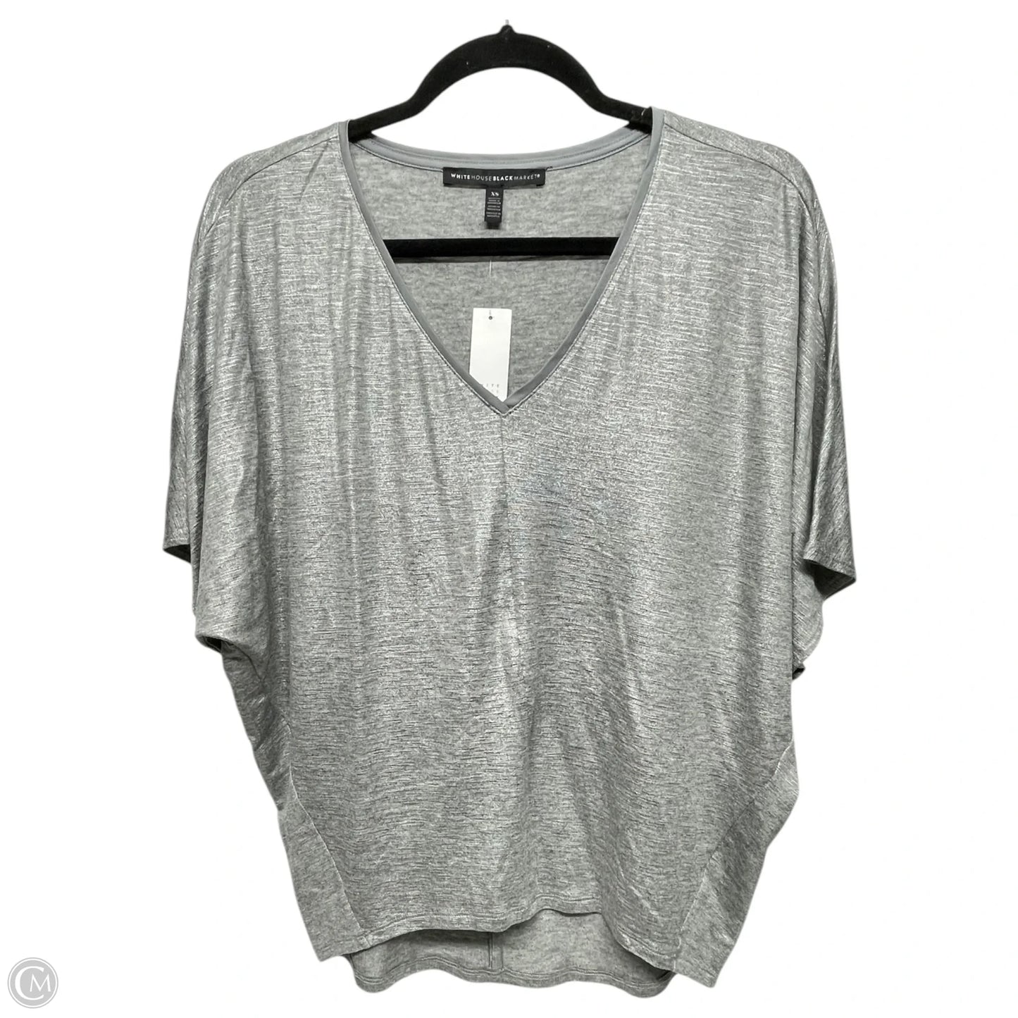 Top Short Sleeve By White House Black Market In Silver, Size: Xs