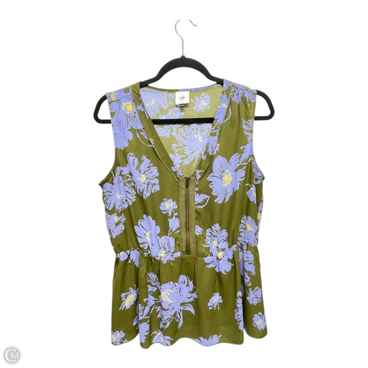 Top Short Sleeveless By Cabi In Green & Purple, Size: S