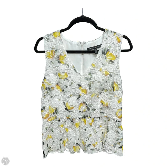 Top Sleeveless By White House Black Market In White & Yellow, Size: 6