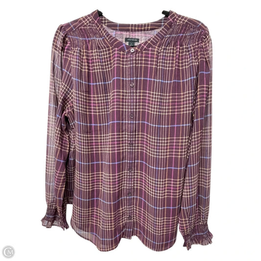 Top Long Sleeve By Ann Taylor In Plaid Pattern, Size: L