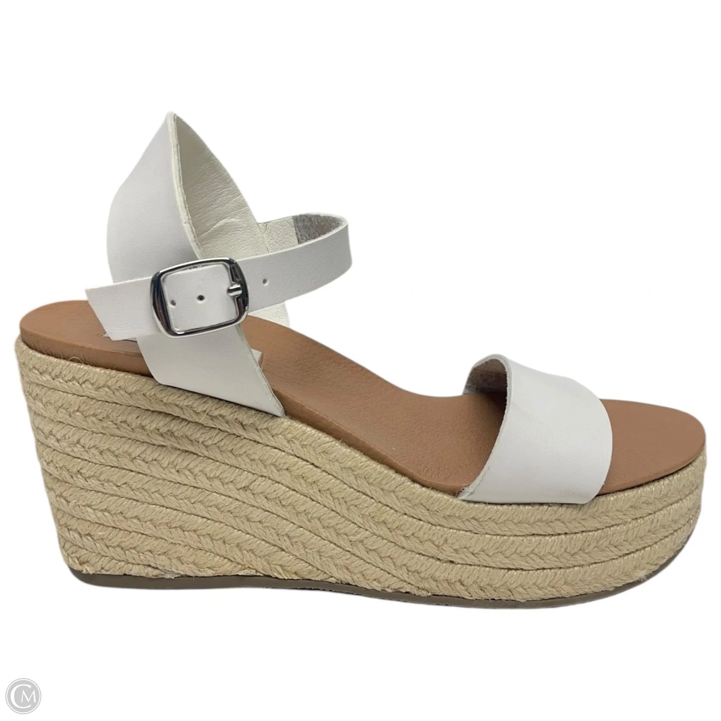 Sandals Heels Wedge By Steve Madden In Brown & White, Size: 7.5