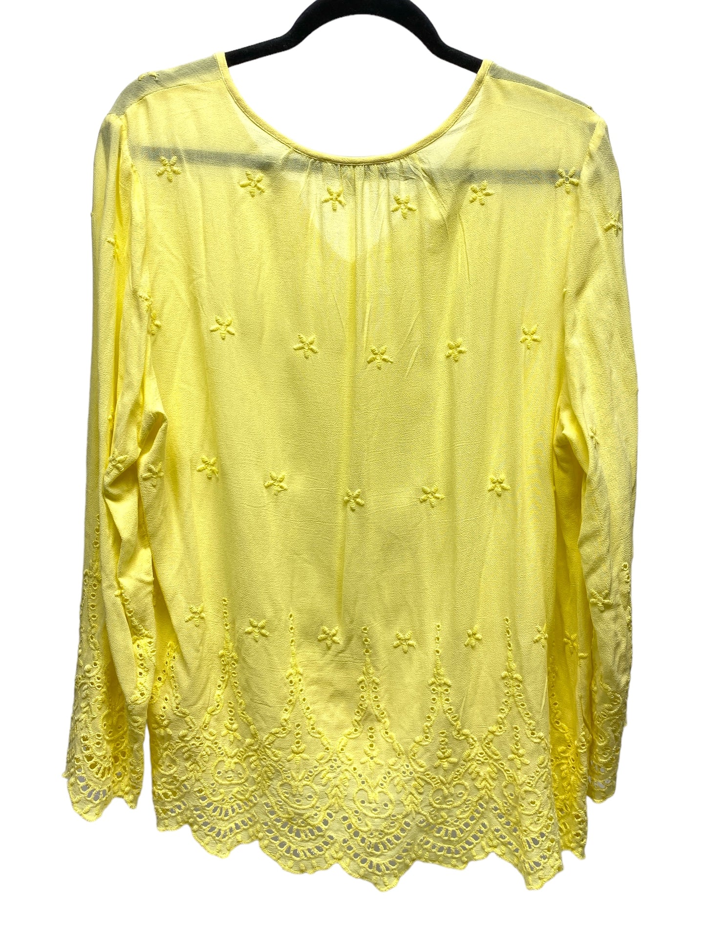 Top Long Sleeve By Chenault In Yellow, Size: L