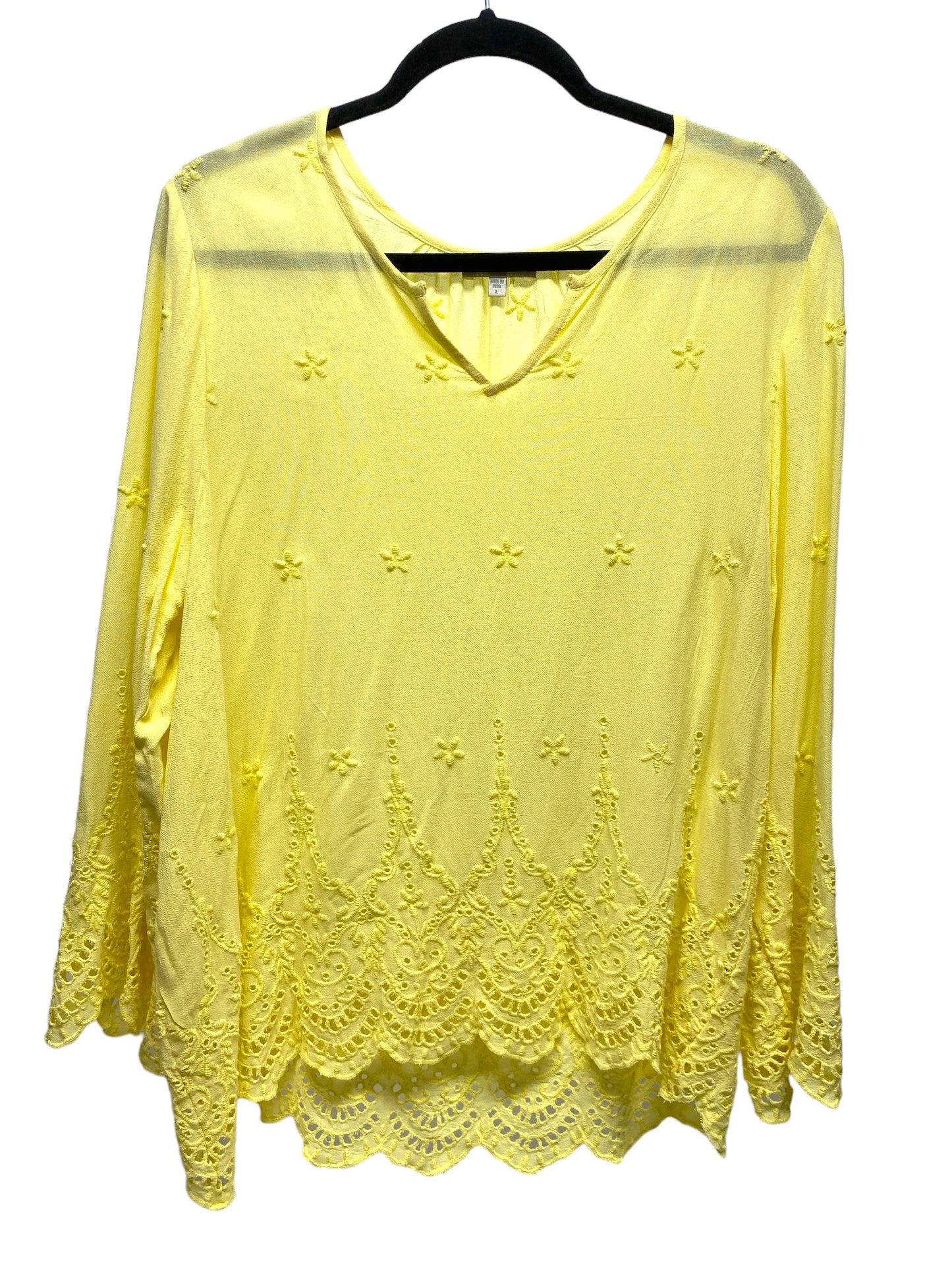 Top Long Sleeve By Chenault In Yellow, Size: L