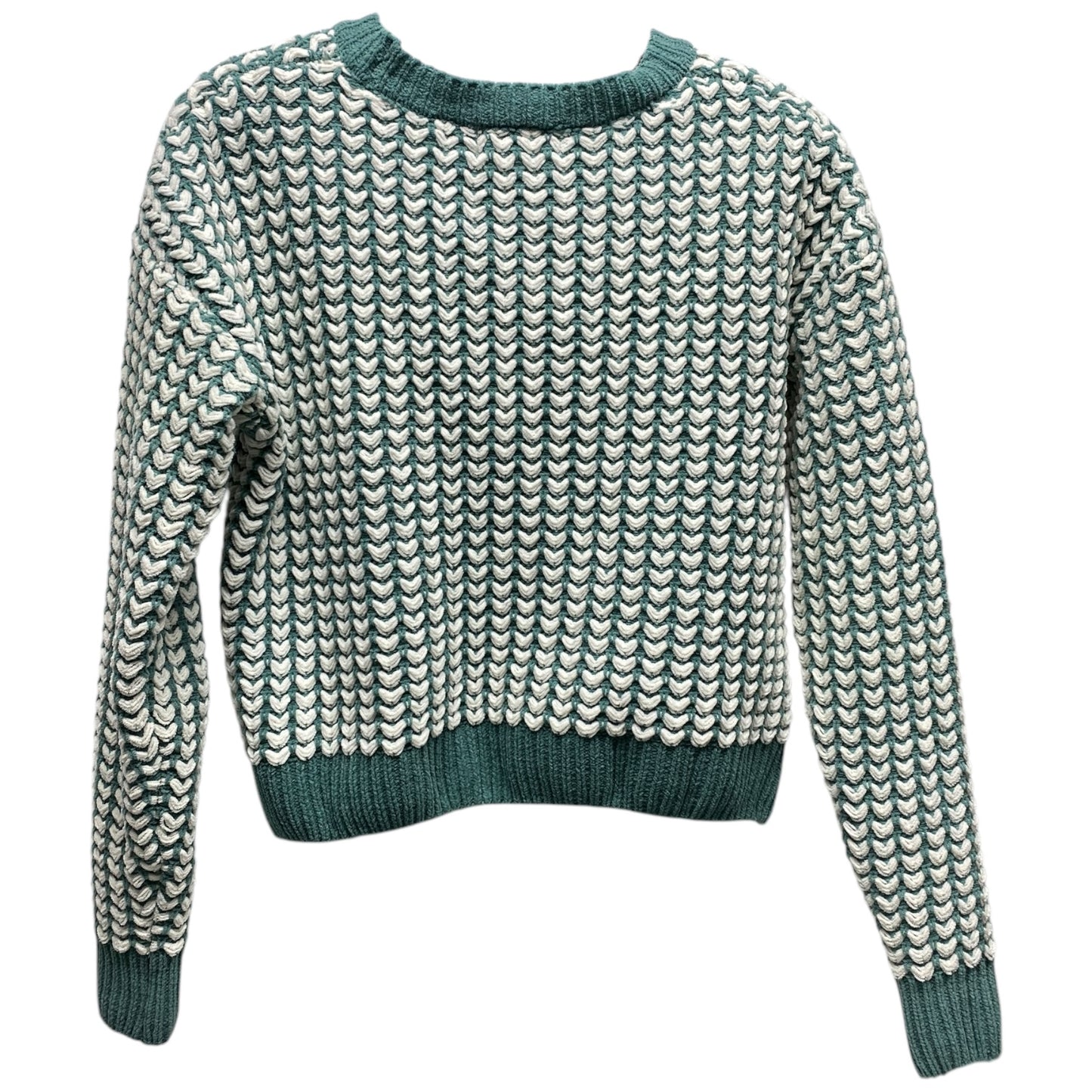 Sweater By Clothes Mentor In Green & White, Size: L