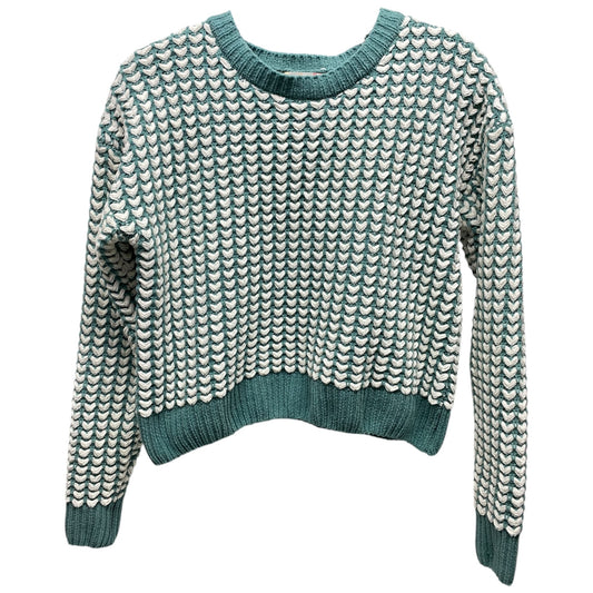 Sweater By Clothes Mentor In Green & White, Size: L