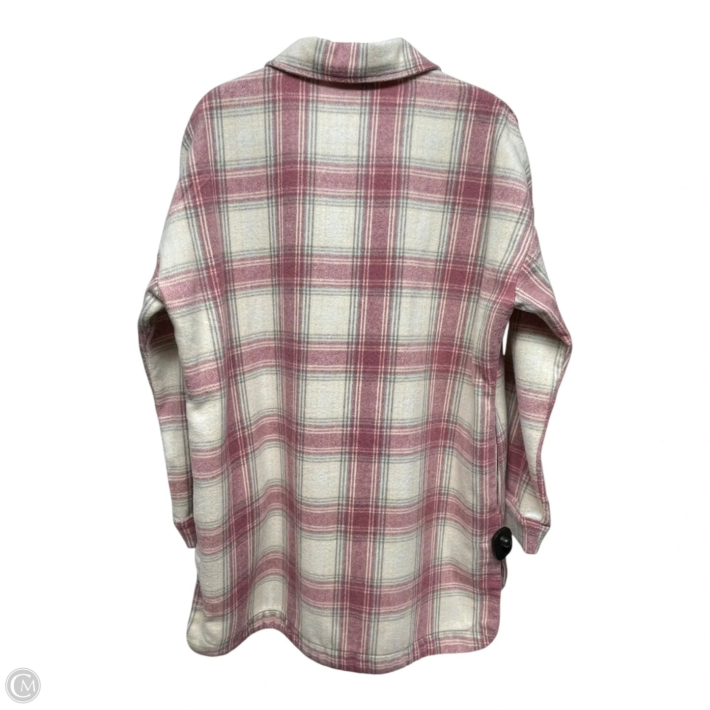 Jacket Shirt By Banana Republic In Pink & White, Size: L