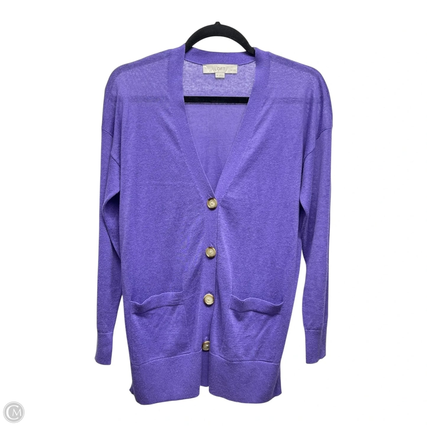Sweater Cardigan By Loft In Purple, Size: S