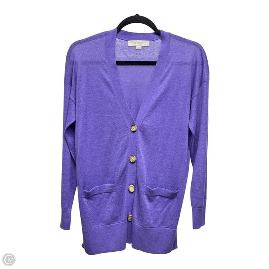 Sweater Cardigan By Loft In Purple, Size: S