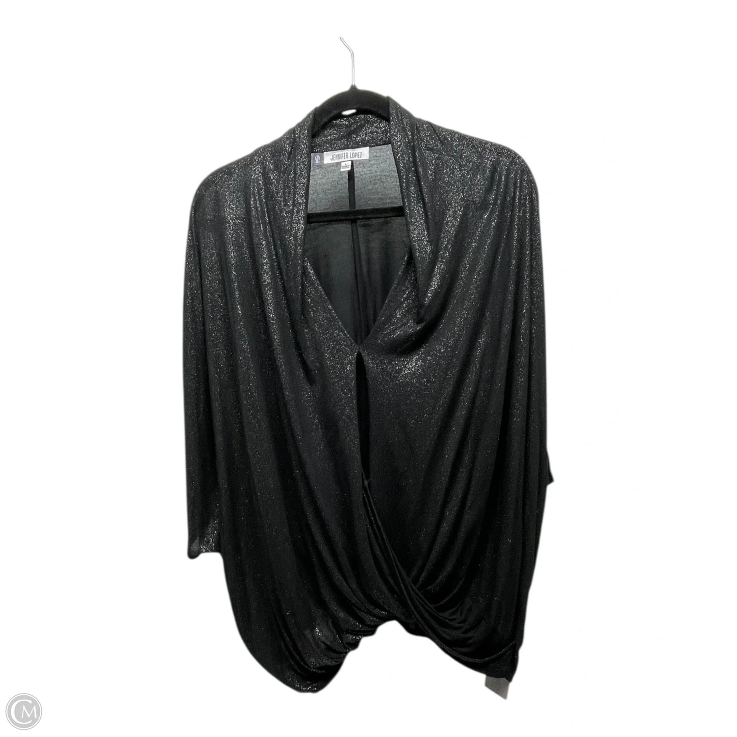 Top Short Sleeve By Jennifer Lopez In Black & Silver, Size: L
