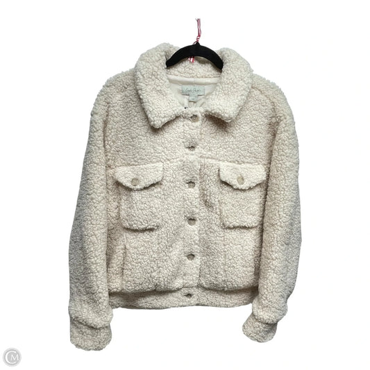 Jacket Faux Fur & Sherpa By Charlie Paige In Cream, Size: L