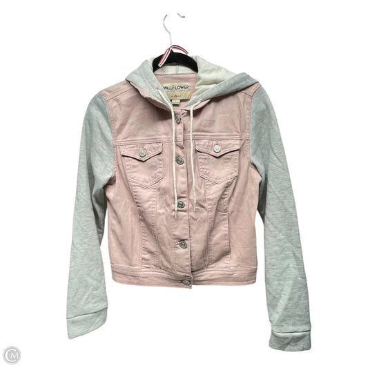 Jacket Denim By Wallflower In Grey & Pink, Size: M