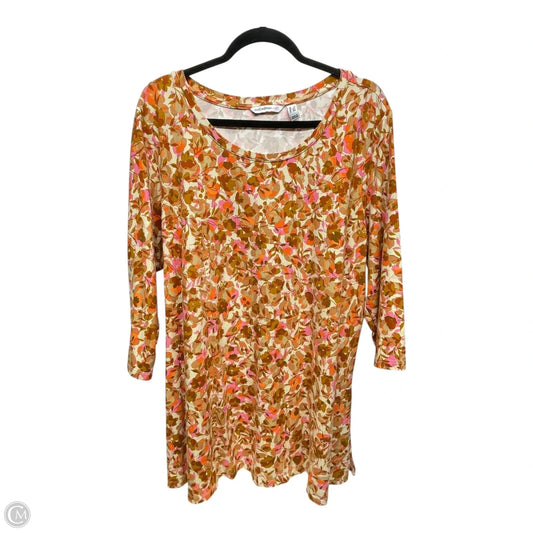 Top 3/4 Sleeve By Isaac Mizrahi Live Qvc In Floral Print, Size: 2x
