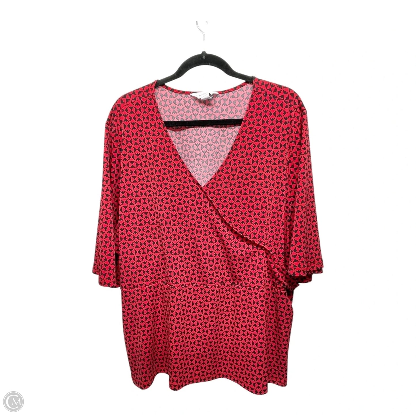 Top Short Sleeve By Liz Claiborne In Black & Red, Size: 2x
