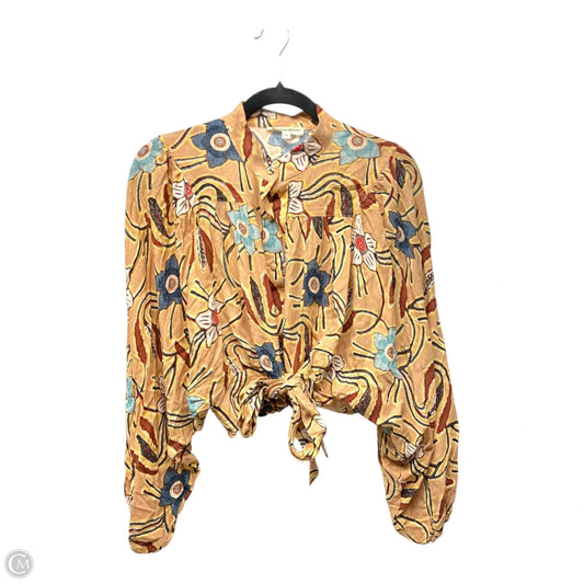 Top Long Sleeve By Christian Siriano In Brown & White, Size: Xs