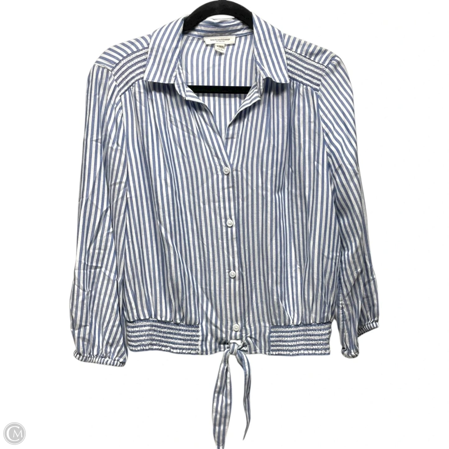 Top Long Sleeve By Beachlunchlounge In Blue & White, Size: S