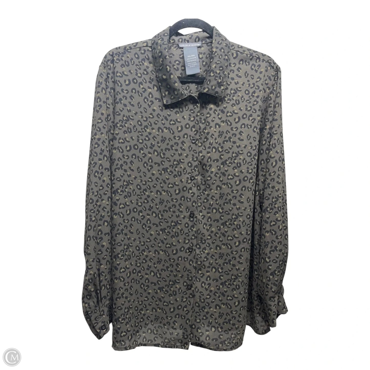 Top Long Sleeve By Chelsea And Theodore In Black & Green, Size: 2x