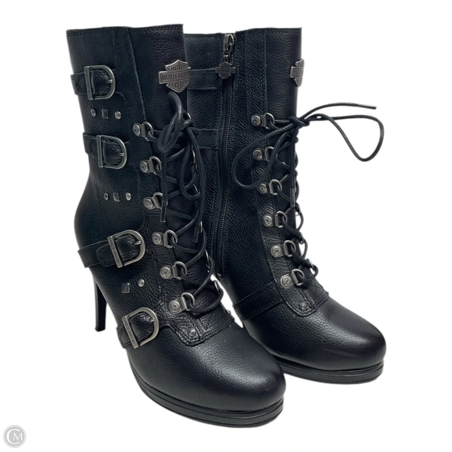 Boots Leather By Harley Davidson In Black, Size: 6