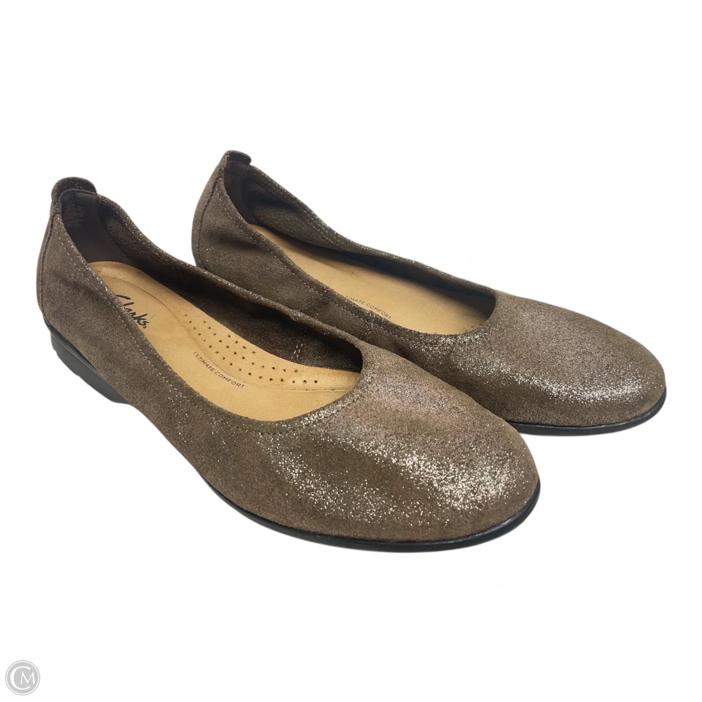 Shoes Flats By Clarks In Gold, Size: 9.5