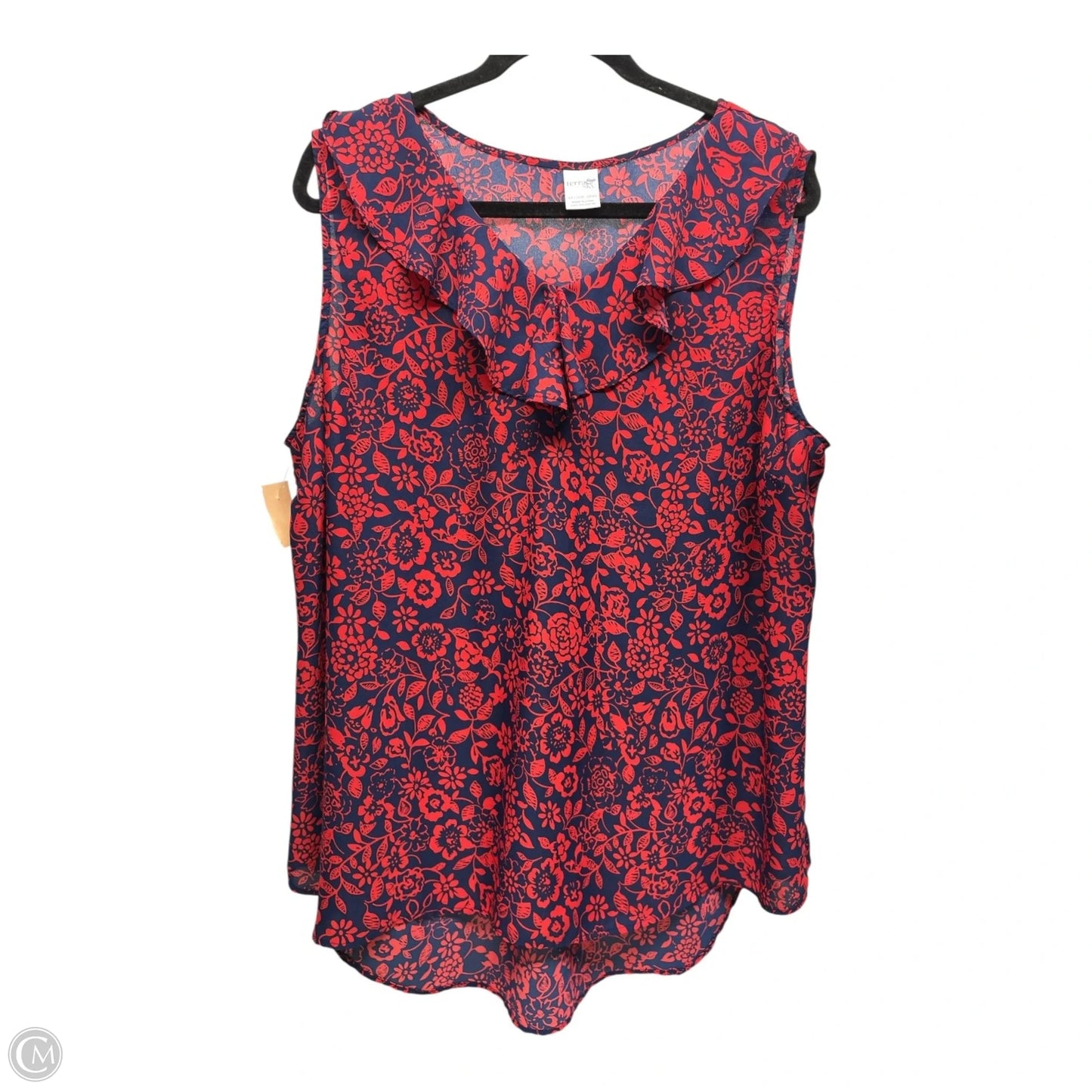 Top Sleeveless By Terra & Sky In Blue & Red, Size: Xl