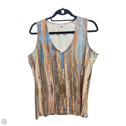 Top Sleeveless By Exclusive In Blue & Brown, Size: L