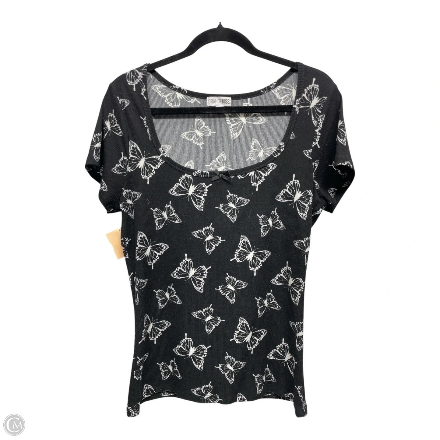 Top Short Sleeve By ORANGE KISS In Black & White, Size: Xl