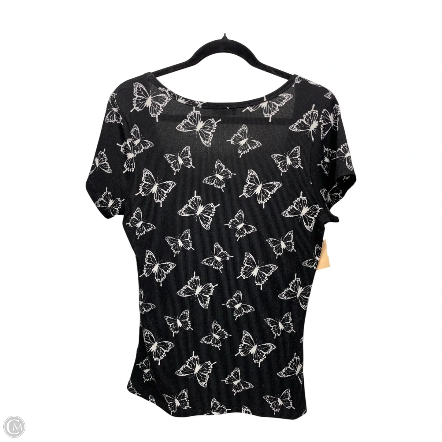 Top Short Sleeve By ORANGE KISS In Black & White, Size: Xl
