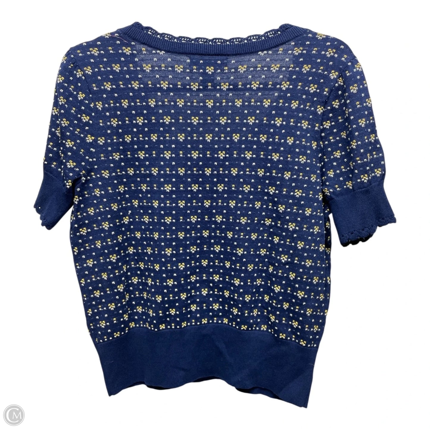 Sweater Short Sleeve By Lands End In Blue & Yellow, Size: S