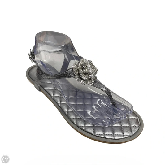 Sandals Flats By Michael By Michael Kors In Silver, Size: 8