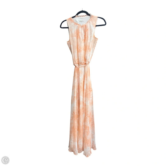 Dress Casual Maxi By Calvin Klein In Orange & White, Size: 4