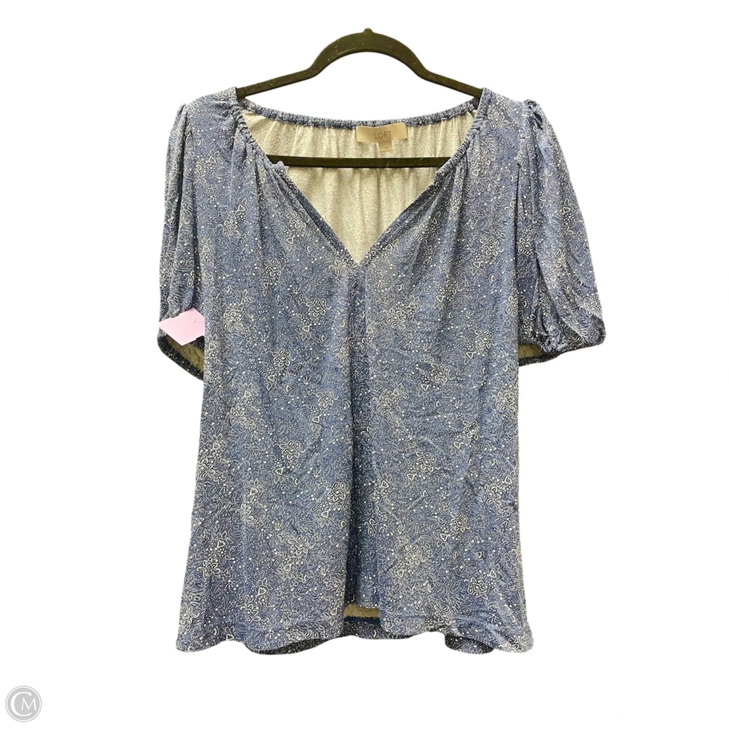 Top Short Sleeve By Loft In Blue & White, Size: S
