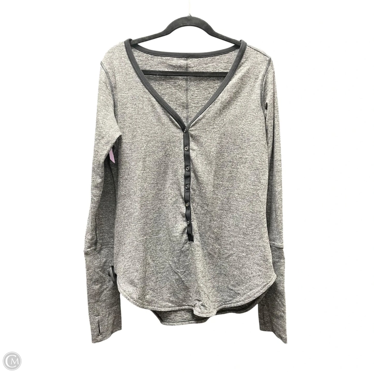 Athletic Top Long Sleeve Crewneck By Lululemon In Black & Grey, Size: L