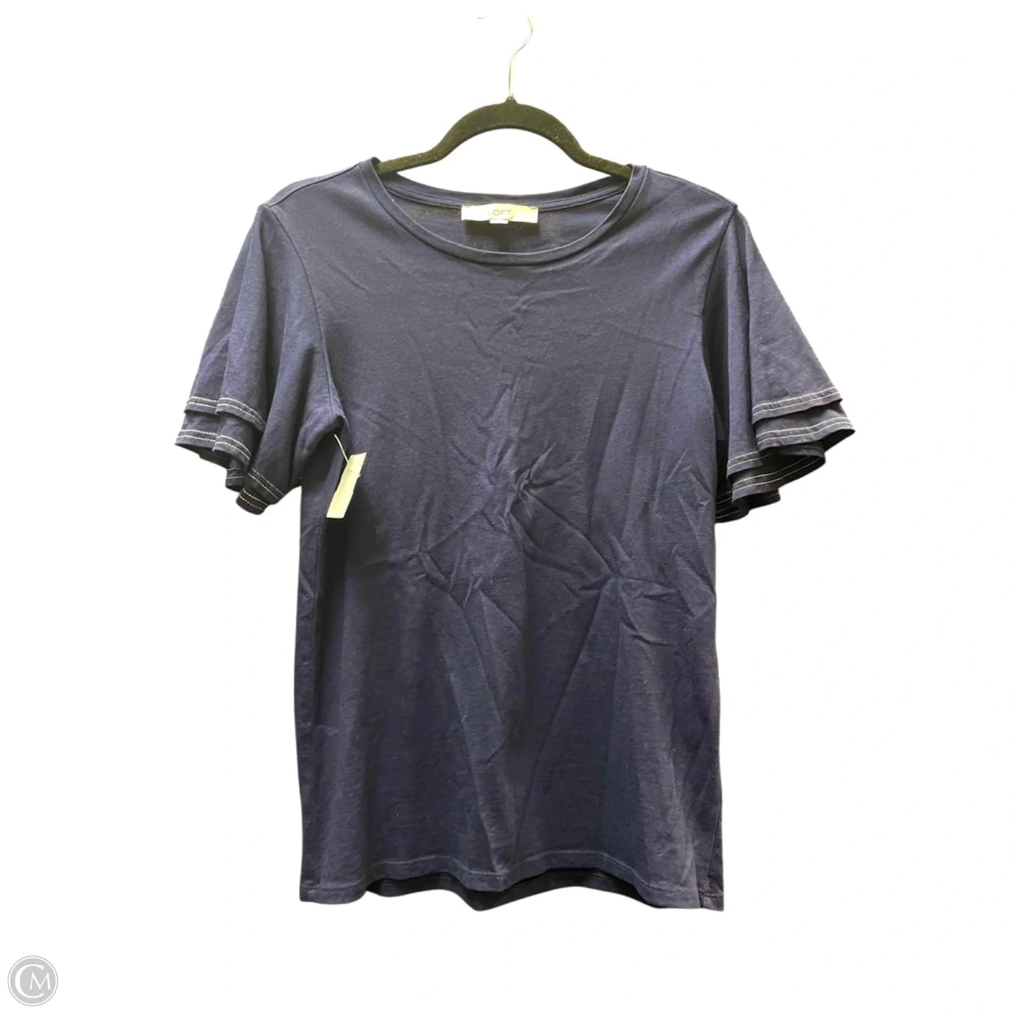 Top Short Sleeve By Loft In Navy, Size: S