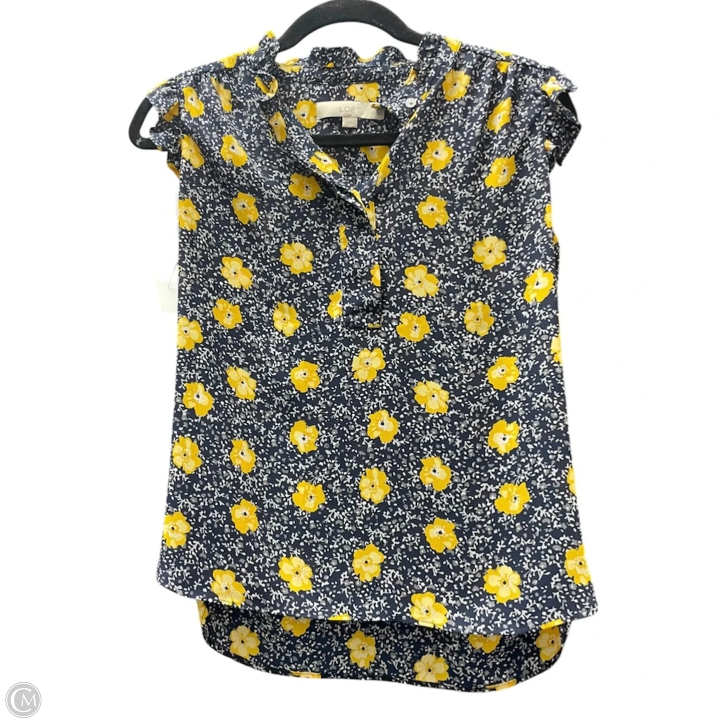 Top Short Sleeve By Loft In Blue & Yellow, Size: S