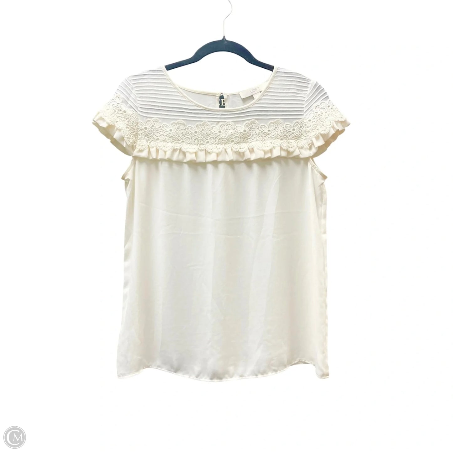 Top Short Sleeve By Loft In Cream, Size: Xsp