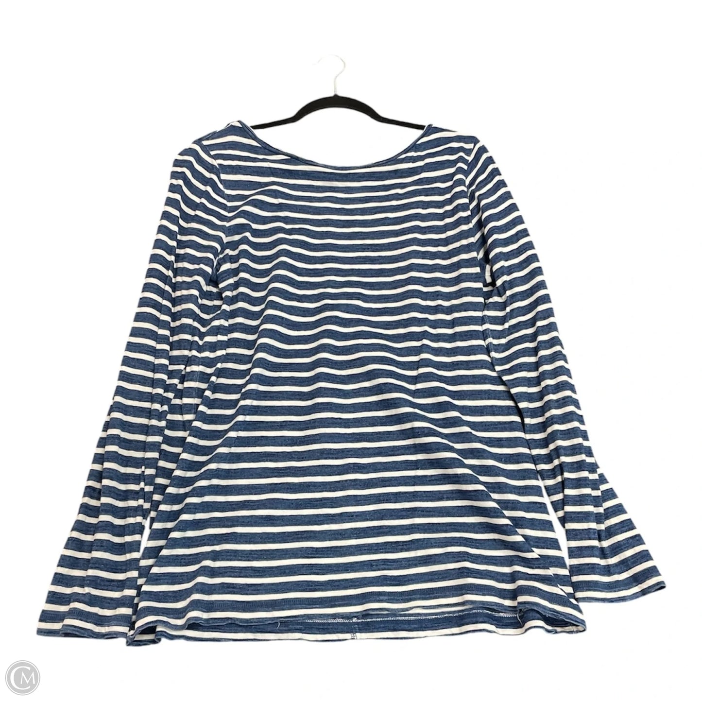 Top Long Sleeve By Banana Republic In Blue & White, Size: L