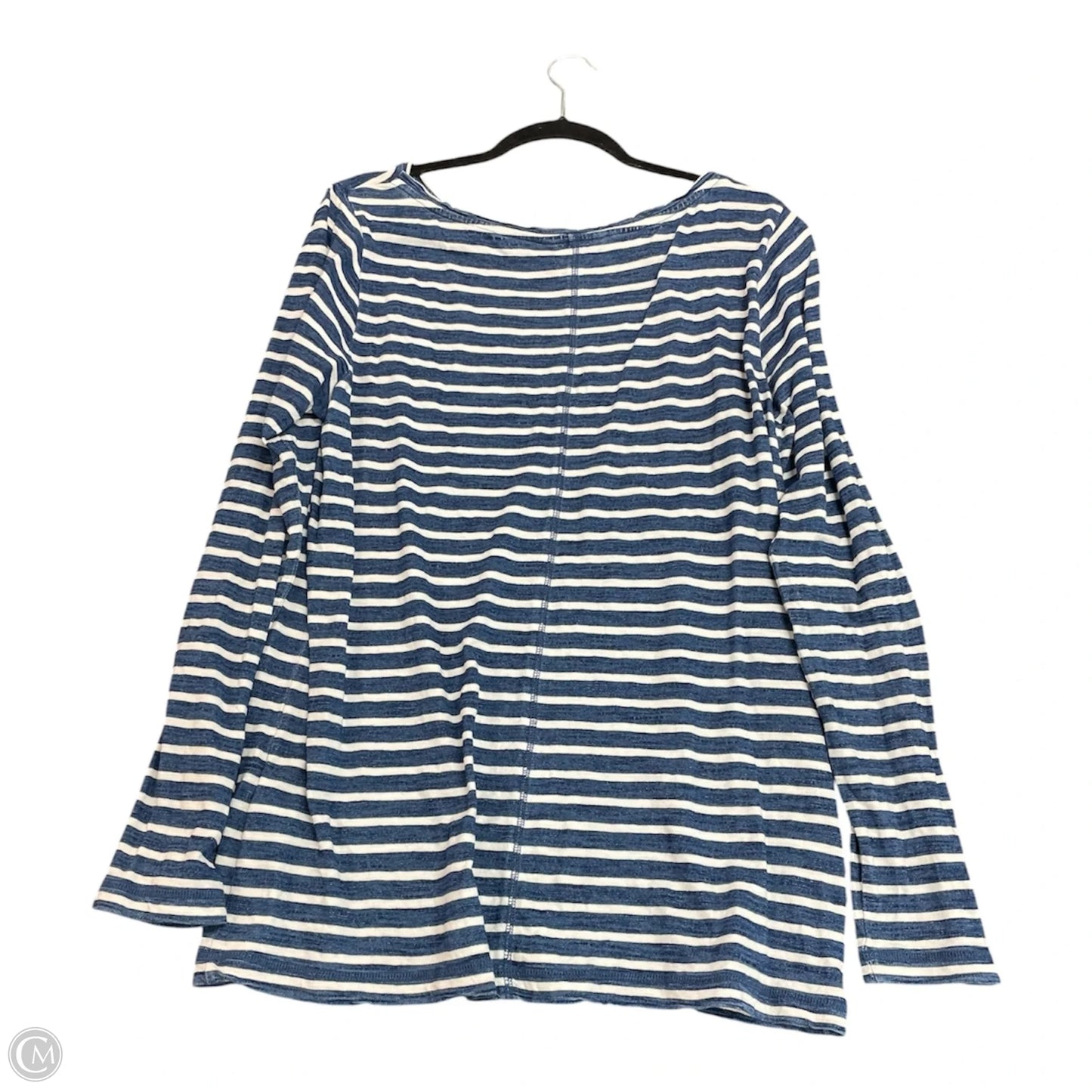 Top Long Sleeve By Banana Republic In Blue & White, Size: L