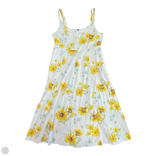 Dress Casual Midi By Old Navy In White & Yellow, Size: L