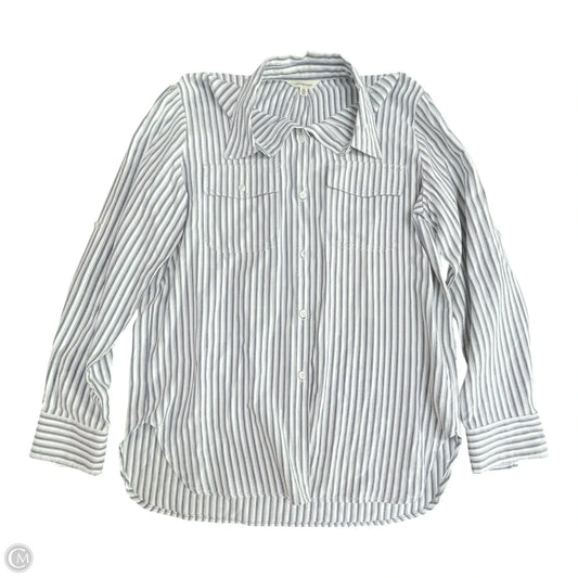 Top Long Sleeve By Max Studio In Blue & White, Size: M