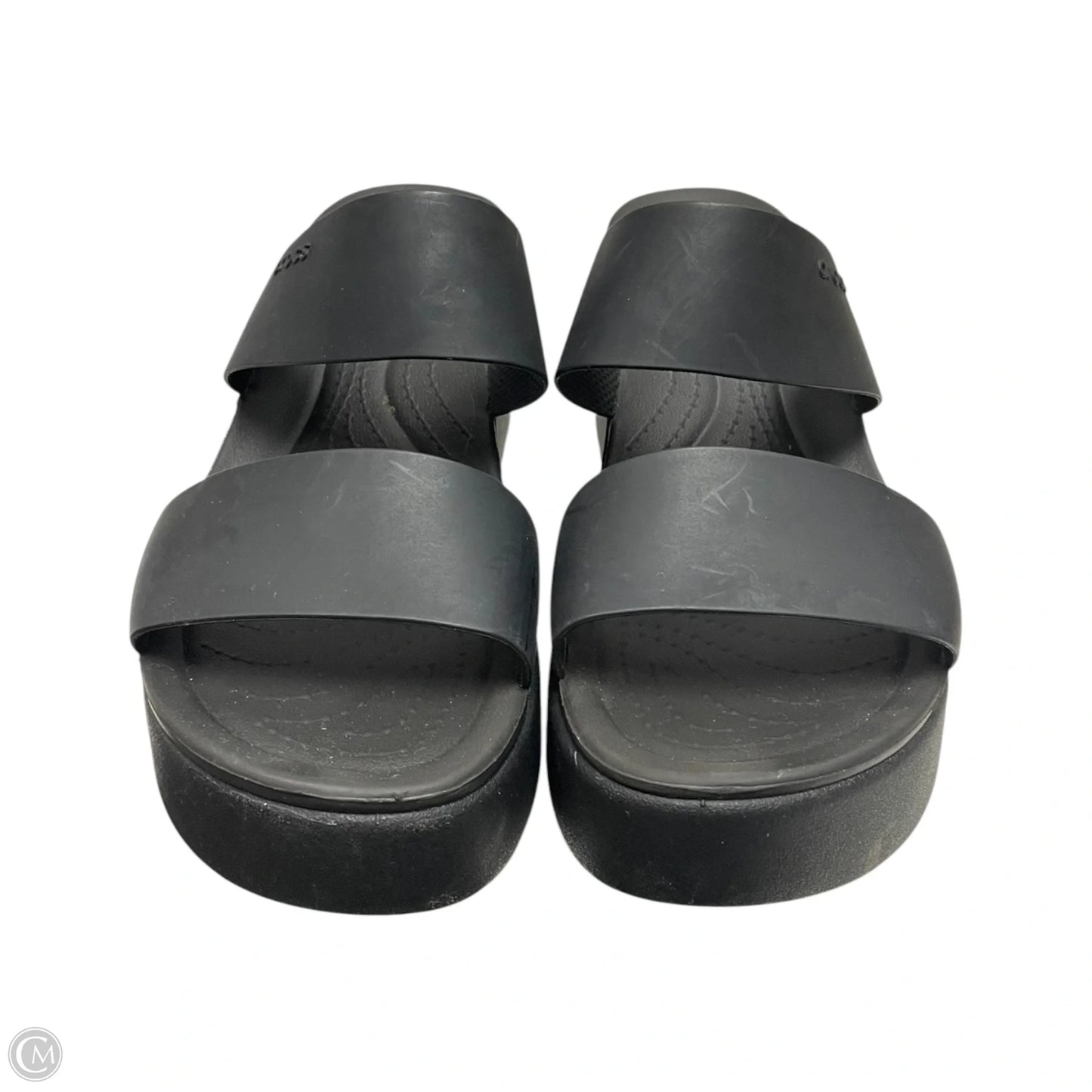 Sandals Heels Platform By Crocs In Black, Size: 6