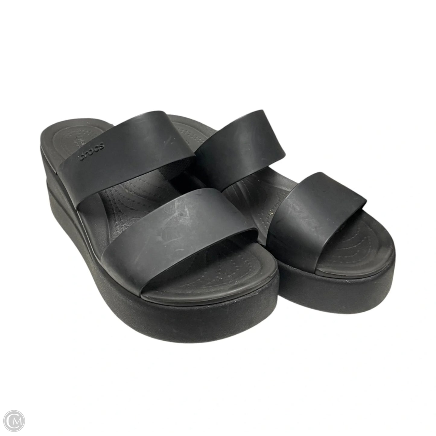 Sandals Heels Platform By Crocs In Black, Size: 6