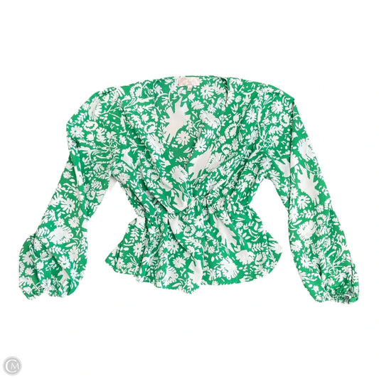 Top Long Sleeve By Clothes Mentor In Green & White, Size: M