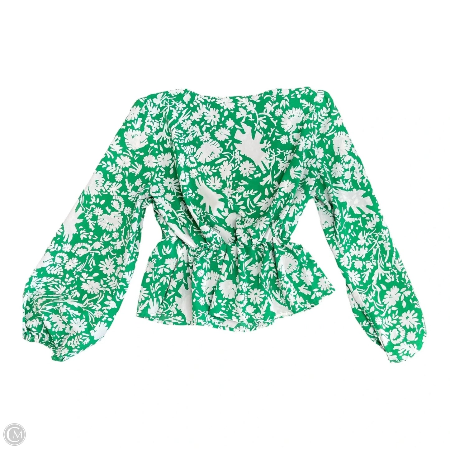 Top Long Sleeve By Clothes Mentor In Green & White, Size: M